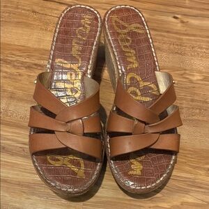 Sam Edelman Brown Leather Sandals with Woven Design